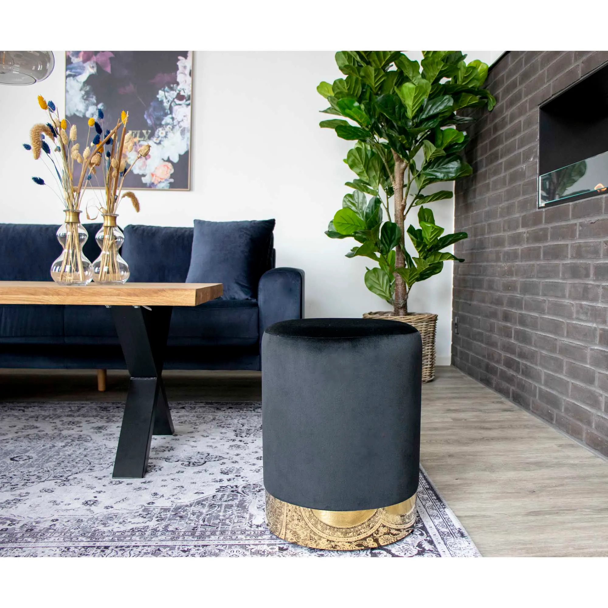 Gamby Puf 3 Velvet Czarny-Złoty - 1504024