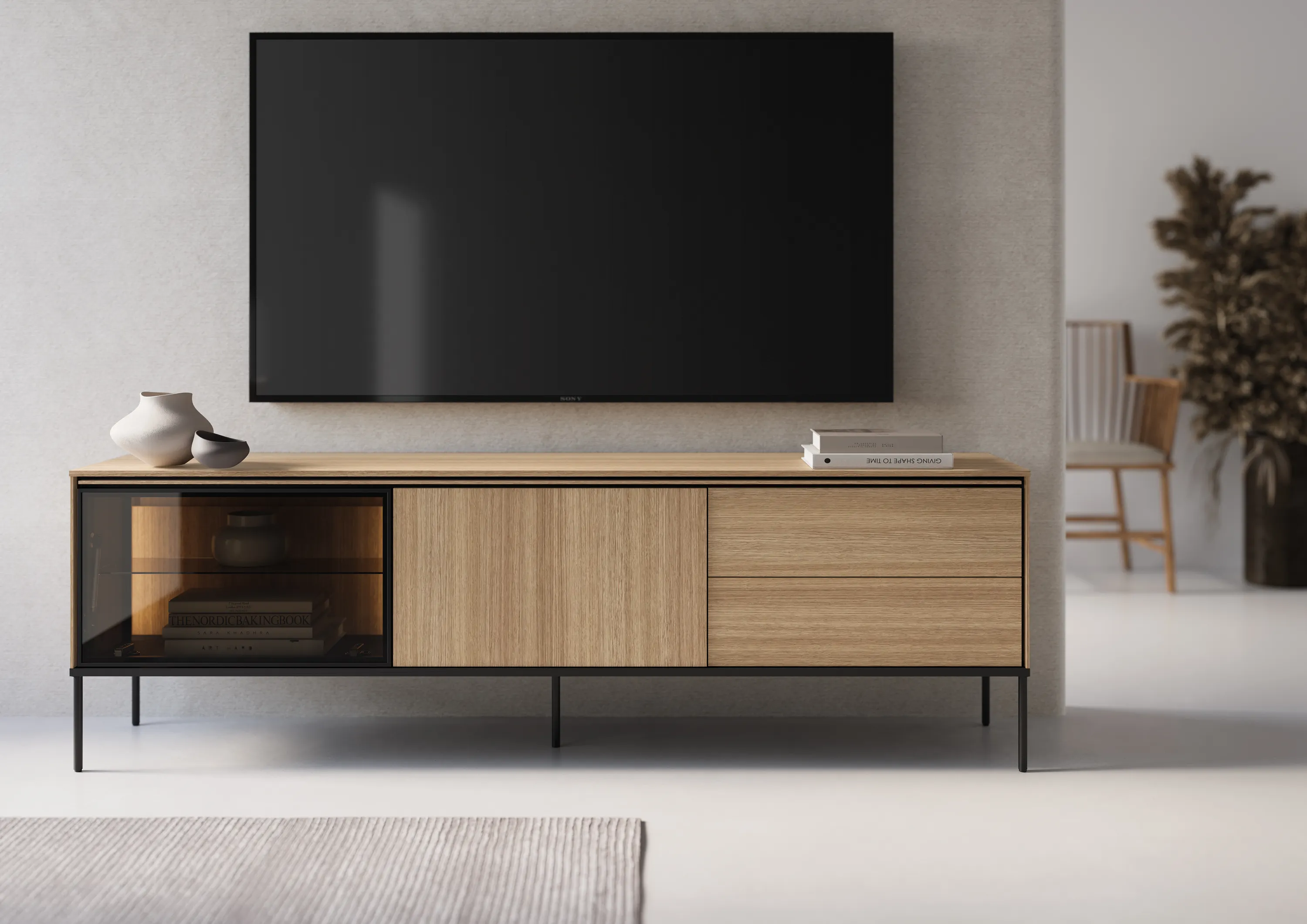 Szafka RTV VISSO VI-08 197cm dąb linearny - VI8DL