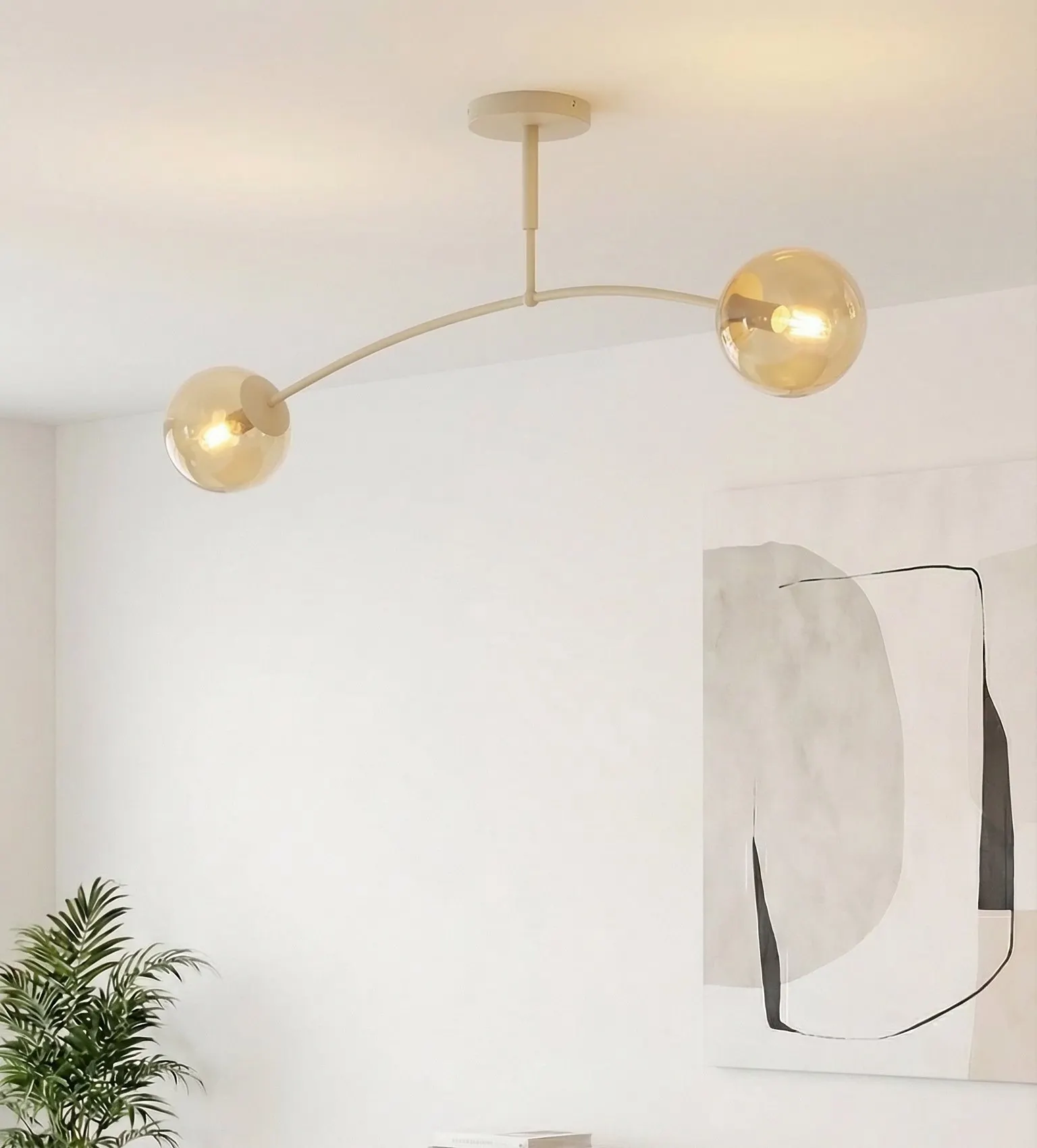 Lampa sufitowa PREGOS 2 MOKKA AMBER beżowa miodowy - 1686/2