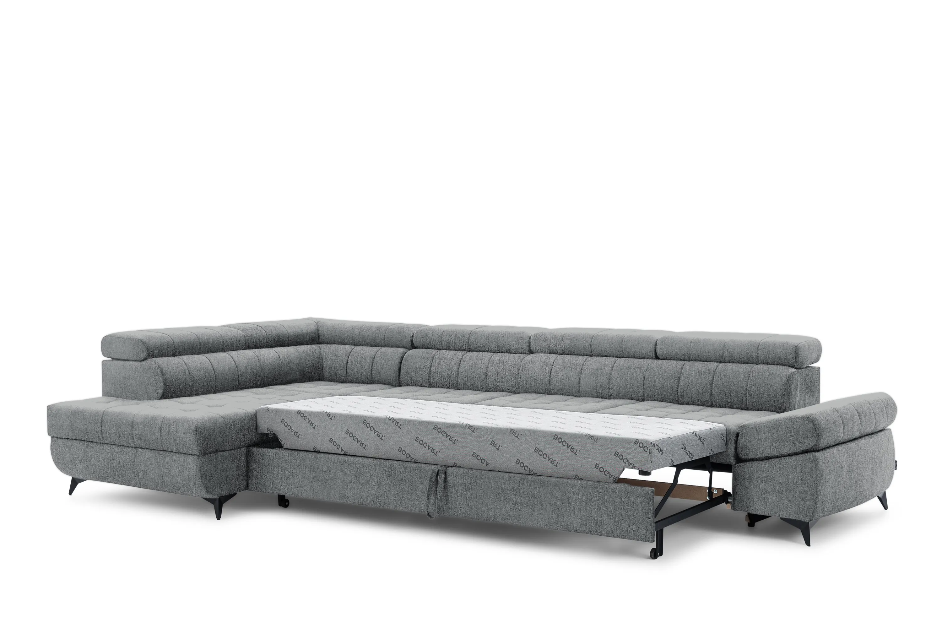 Narożnik lewostronny VALORIS MAXI regulowane zagłówki i podłokietniki tkanina Perfect harmony 85 szary - B_168603