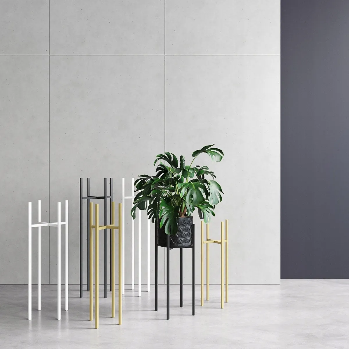 Kwietnik-stojak na donice metalowy TULLE M biały - LD_TZ000129