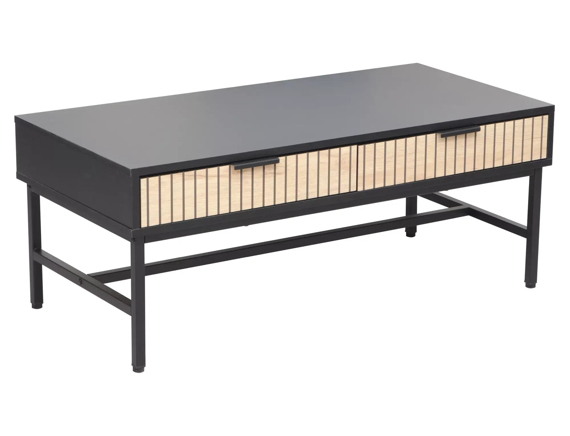 Stolik kawowy z szufladami MAGO L1 100x48 czarno-drewniany