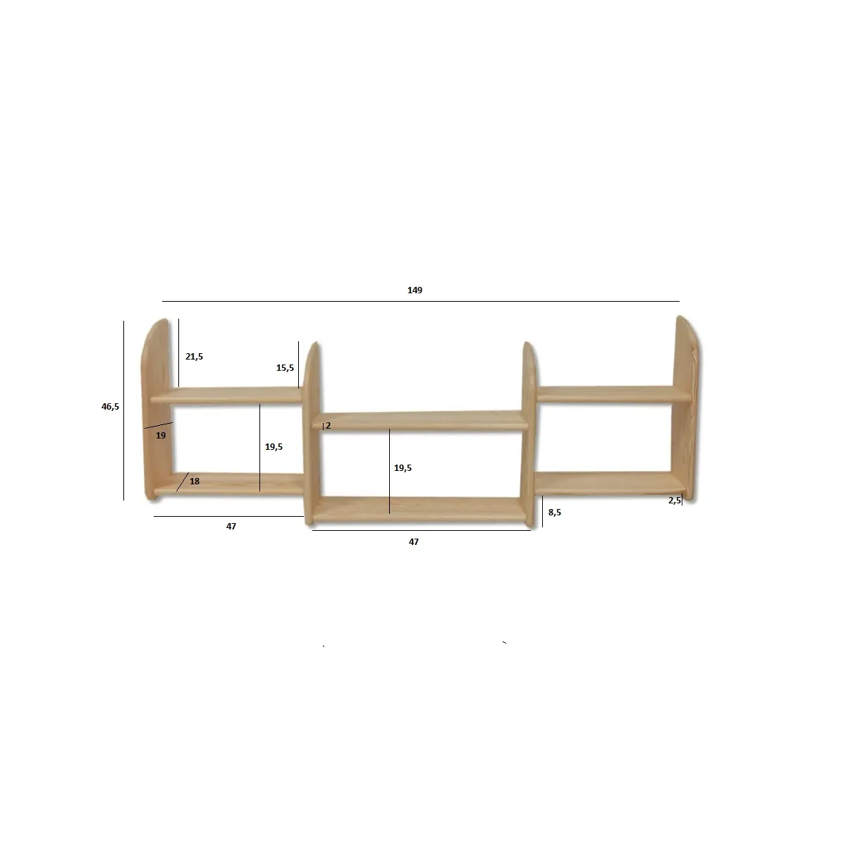 PK101 półka S150 W47 G19 sosna naturalny DREWMAX — zdjęcie 3