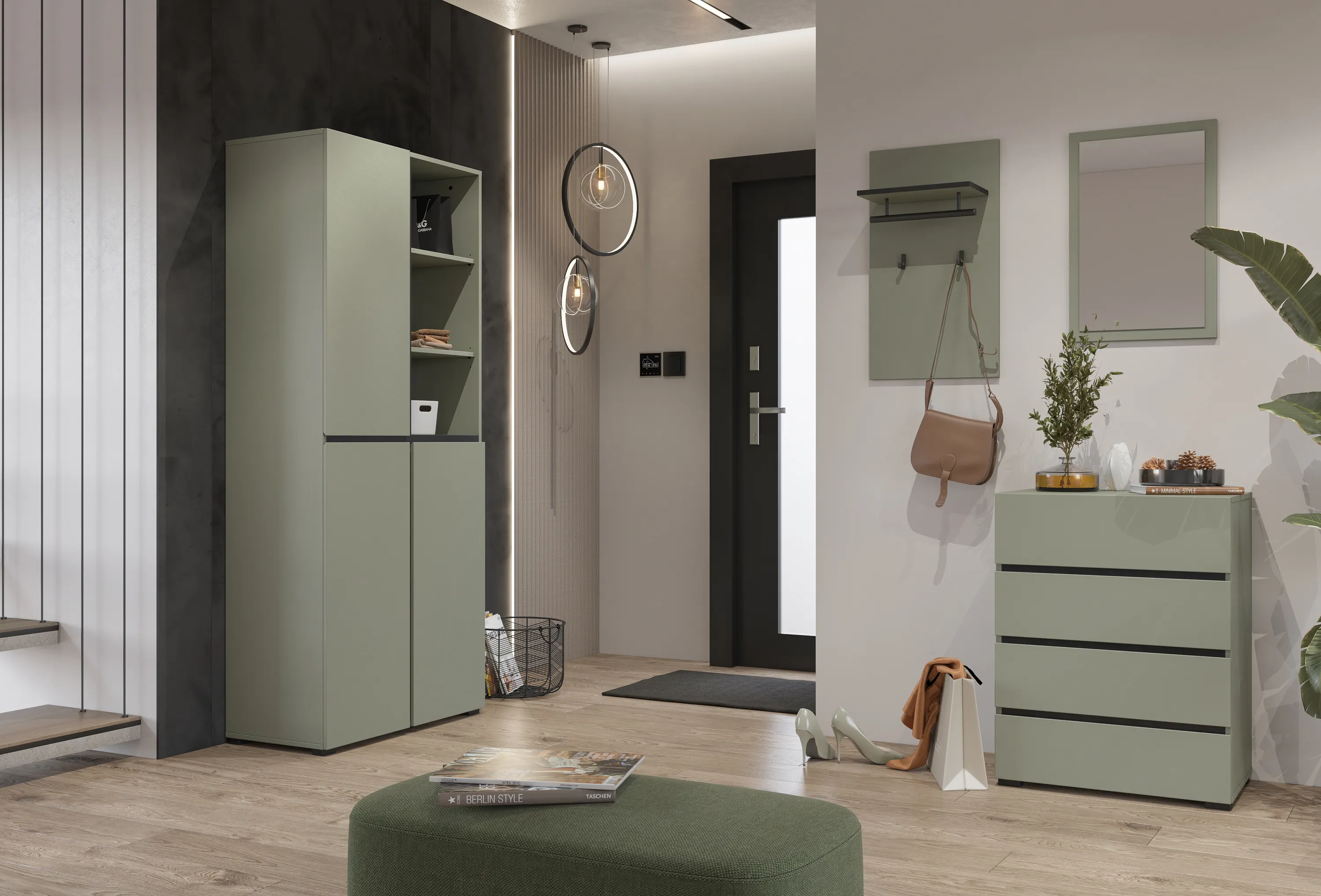 Regał 3-drzwiowy CROSS 80x183 zielony - 24GWMY88