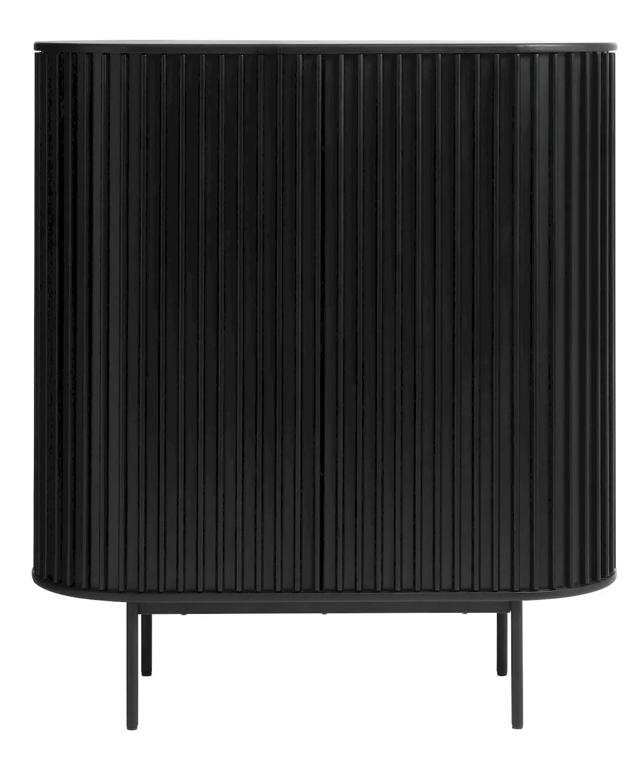 Komoda wysoka 2-drzwiowa SIENA z szufladą ryflowana czarna - UN_46094640