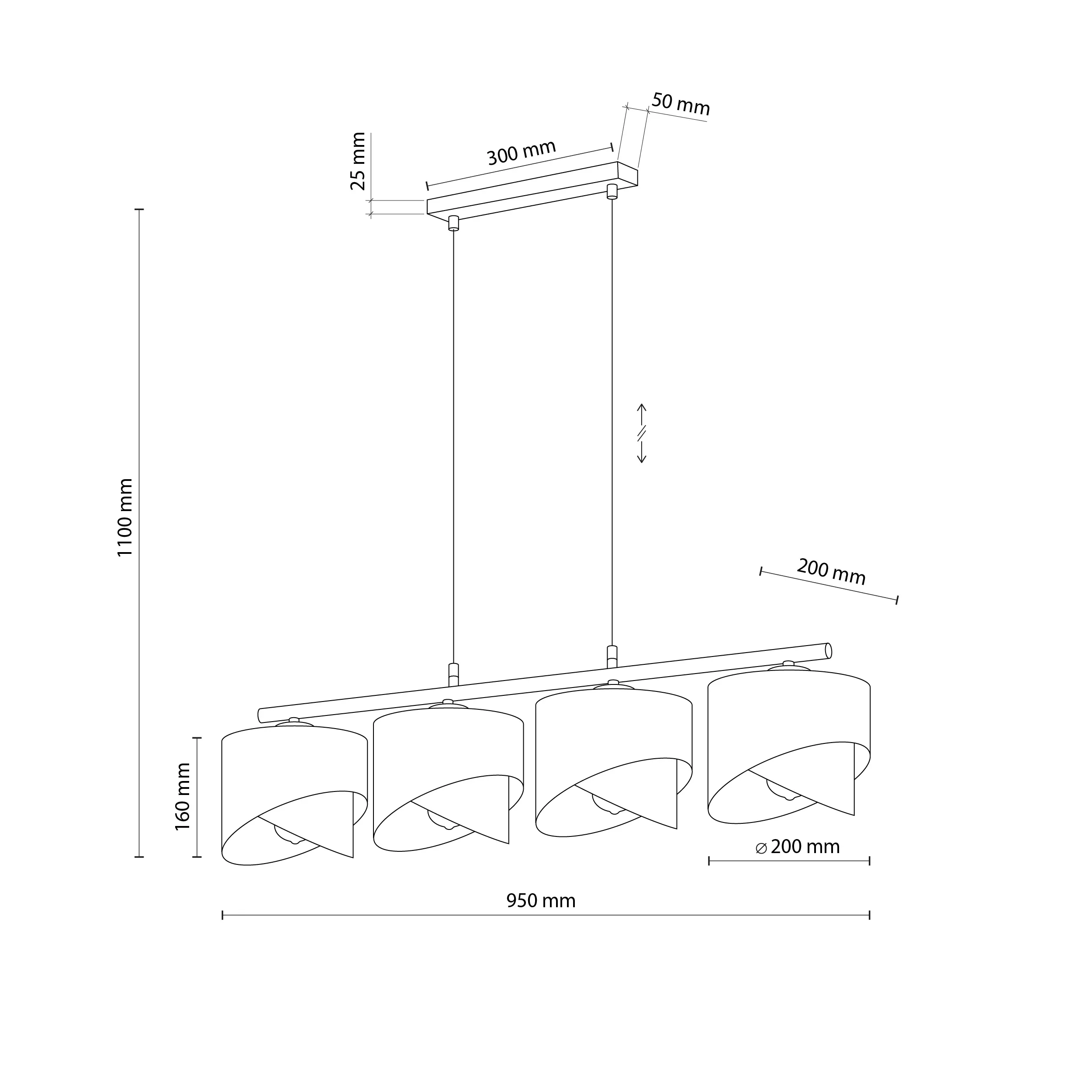 Lampa wisząca GRANT biała złota na metalowej listwie 95x94x25cm - TK_4822
