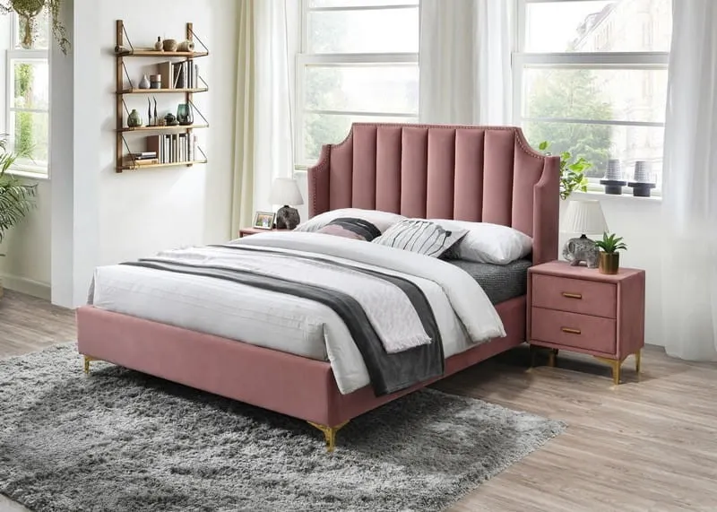 Szafka nocna MONAKO VELVET aksamitna antyczny róż Signal - MONAKOVSZRAZL