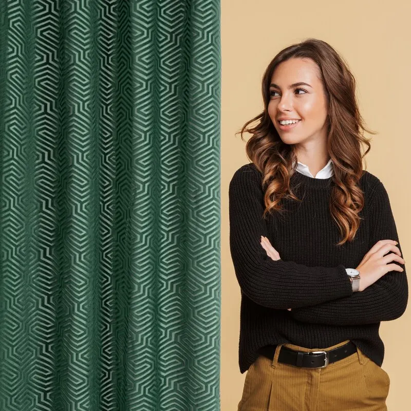 ZASŁONA GOTOWA INGA 140 X 250 CM CIEMNOZIELONY - EU_386973