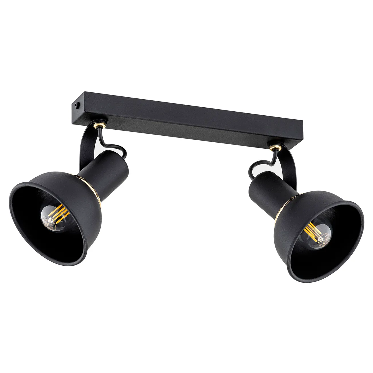 Plafon TWIST metalowy czarny mosiądz regulowany 34cm - 7037