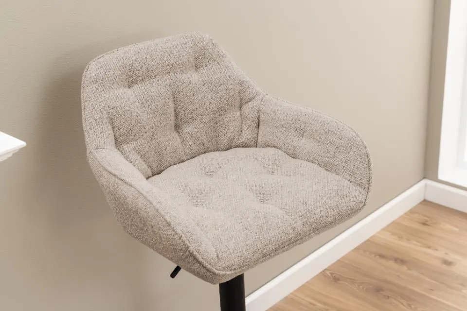 image fotel tapicerowany, beżowy fotel, fotel z tkaniny, tkanina boucle, podstawa regulowana