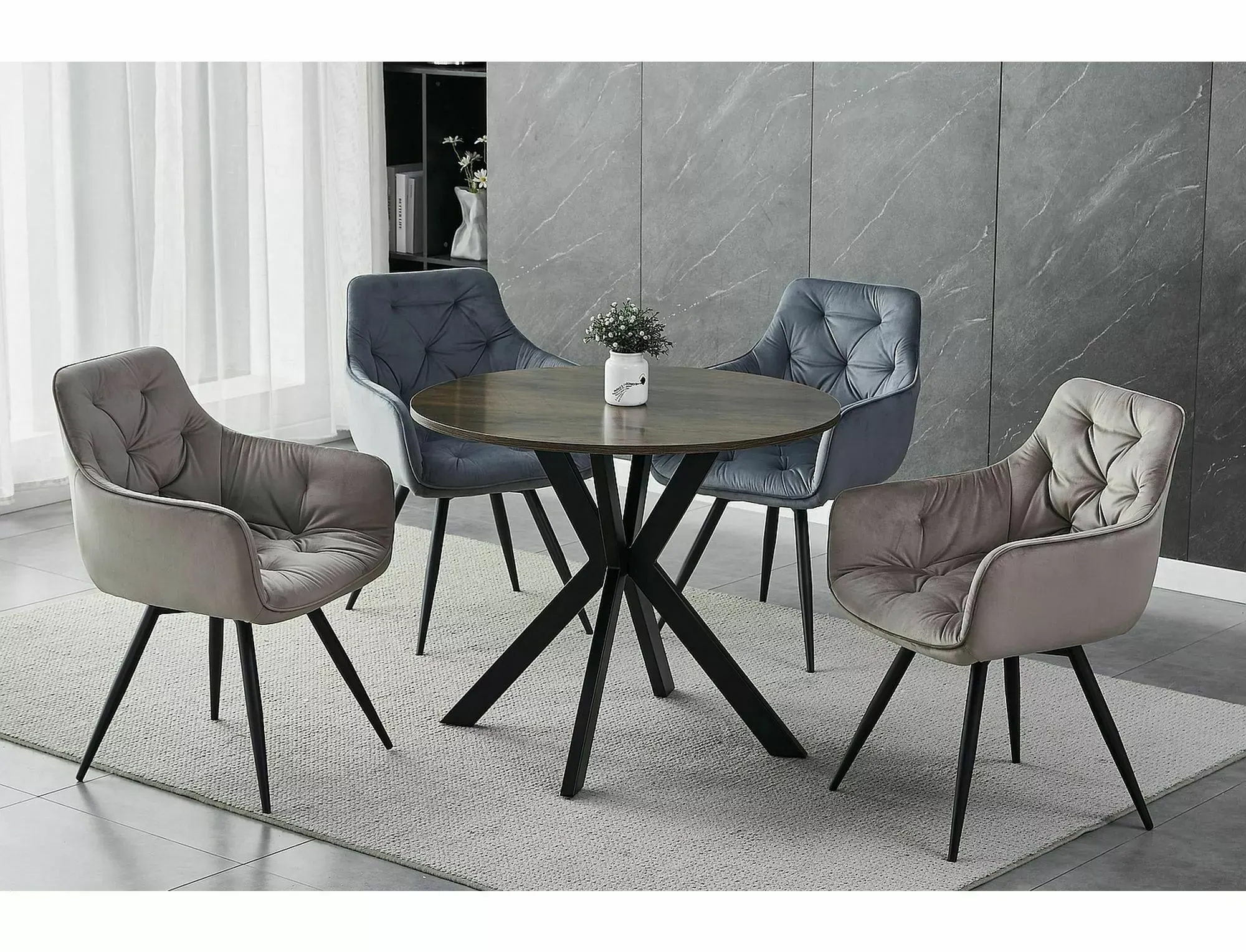 Krzesło obrotowe z podłokietnikami MANGO VELVET Bluvel 40 ciemny beż stelaż czarny - MANGOVCCBE