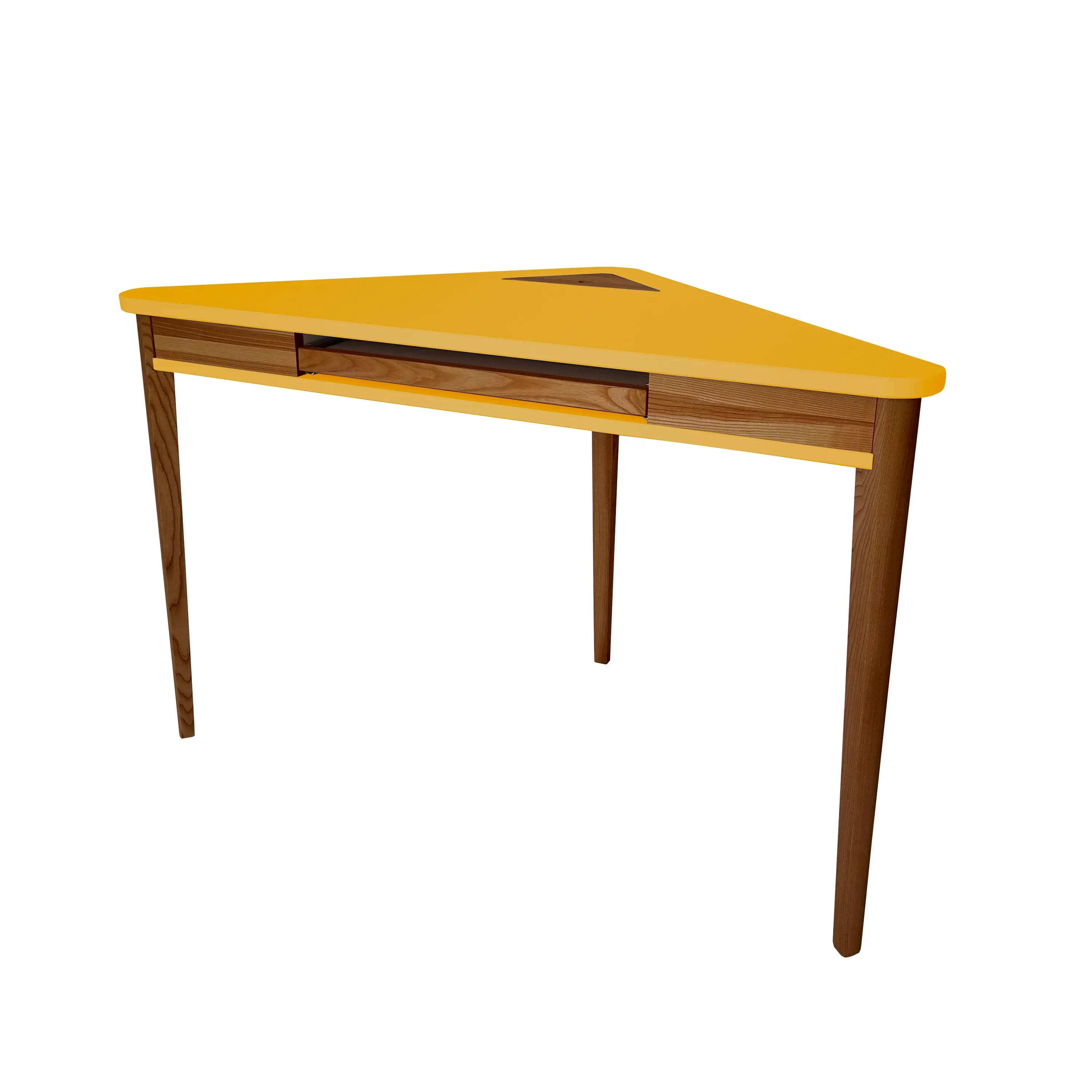 Biurko narożne ASHME z półką na klawiaturę 114x85 żółty blat/ciemne drewniane nogi - NRGBACDKEY_OAK_5
