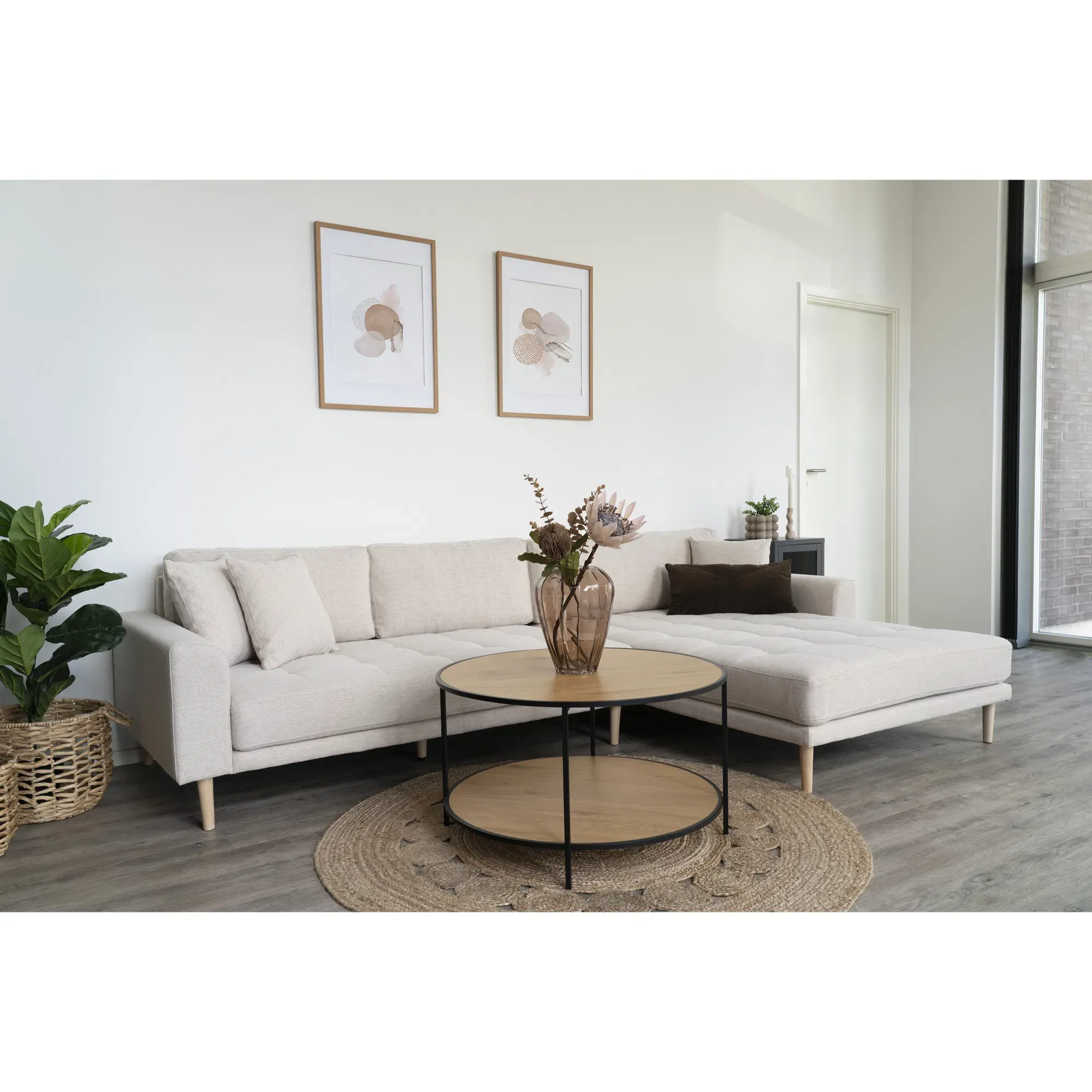 Narożnik wypoczynkowy LIDO prawostronny - piaskowy, naturalny - 1301606