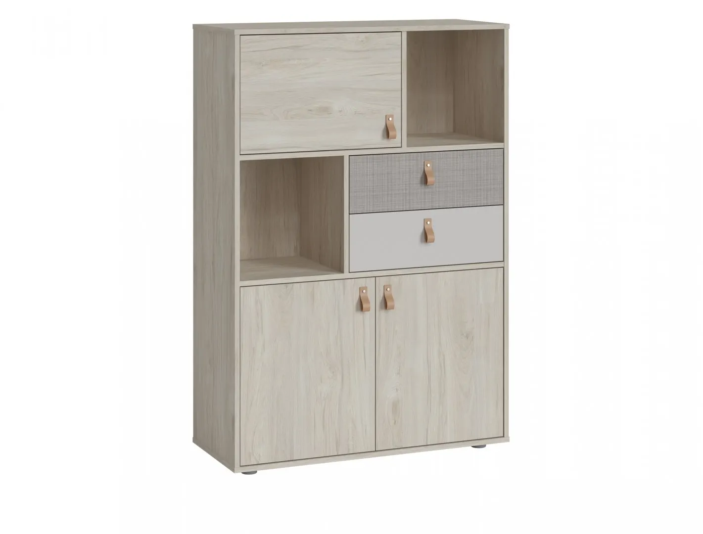Komoda 3-drzwiowa z 2 szufladami DENIM DEIK03  Orzech Rockford Jasny, Cashmere, Caroline