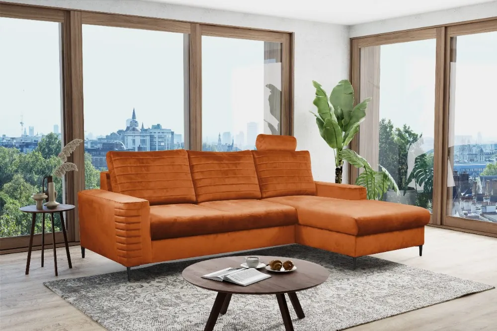 Narożnik rozkładany z pojemnikiem COLLIN VELLUTO 253 cm prawy ceglasty - COLILIN_NAR_VELLUTO33_P