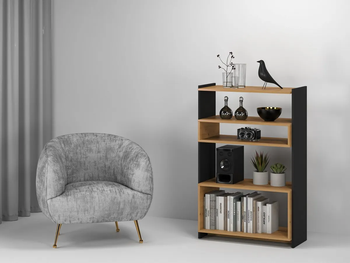 Regał niski TRIS 03 dąb artisan-czarny 80x122 - 1TRIS03-001