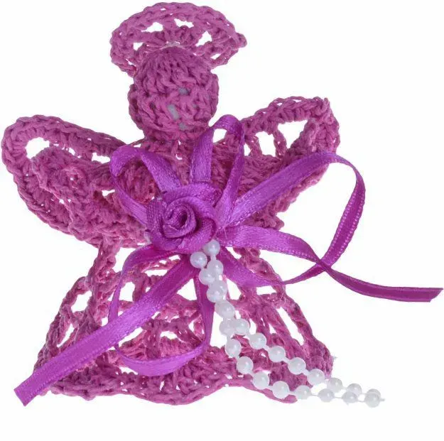 Dekoracja świąteczna ANIOŁ 78 szydełkowy średni w pudełku fioletowy Dekoracja świąteczna ANIOŁ 78 szydełkowy średni w pudełku fioletowy