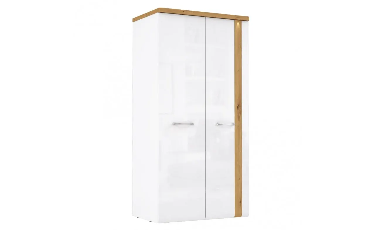 Szafa 2-drzwiowa TULUZA drążek półki 196x85 dąb artisan biała