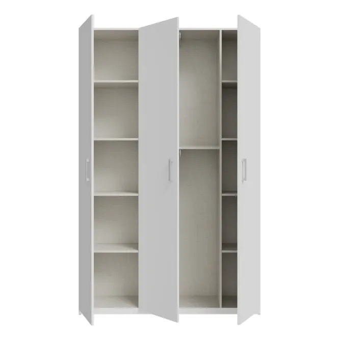 Szafa 3-drzwiowa HOME NOOK 2 drążki i półki 130cm biała - HMNS931-120