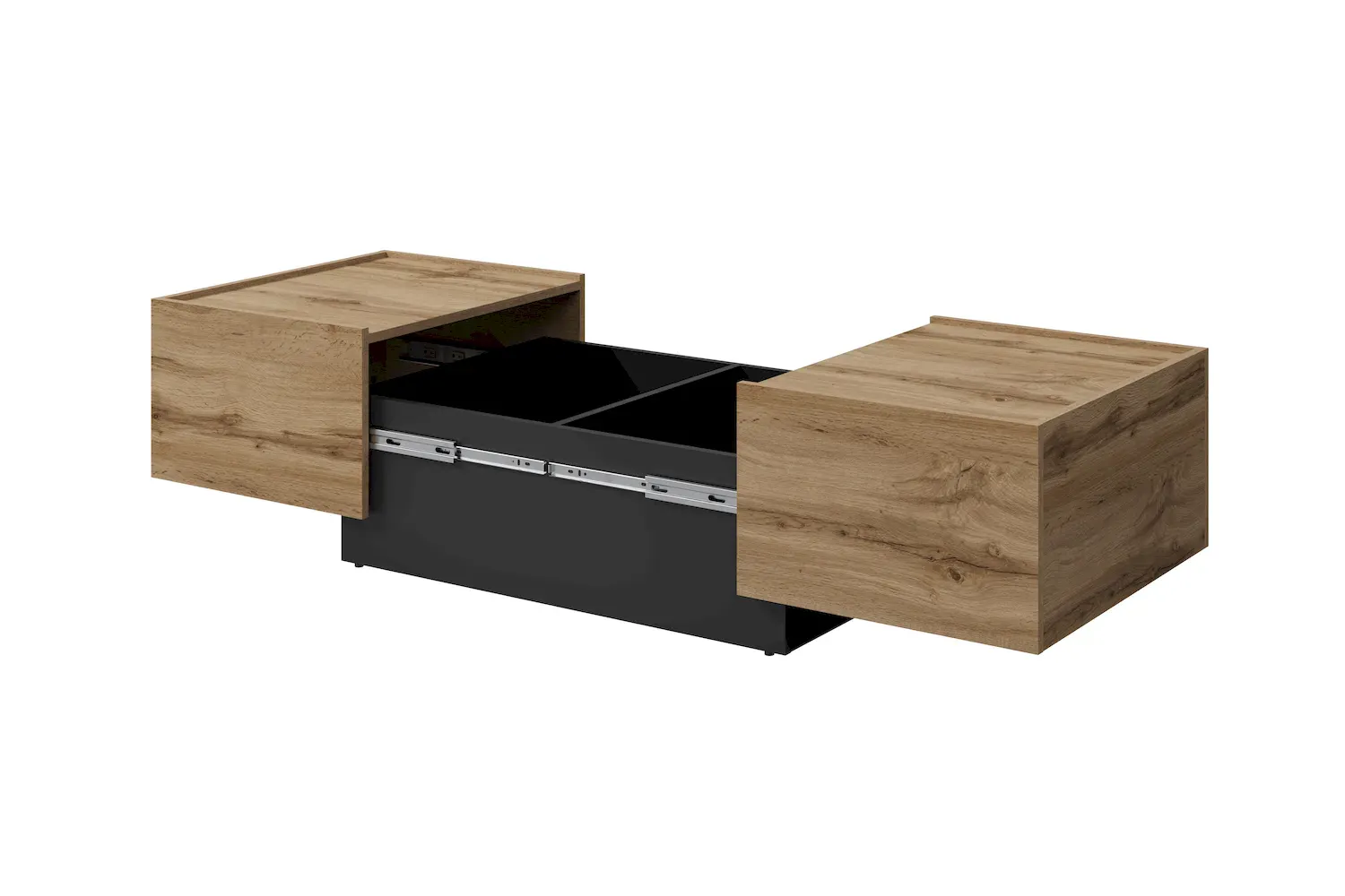 Stolik kawowy rozsuwany EKO 96 ze schowkiem dab wotan czarny - 24N6MJ96