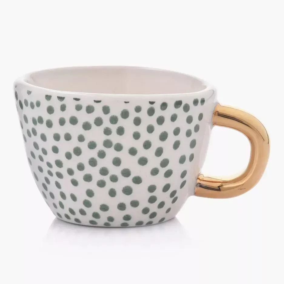 Filiżanka do espresso w kropki DUKA SIREN 50 ml kamionkowa zielona