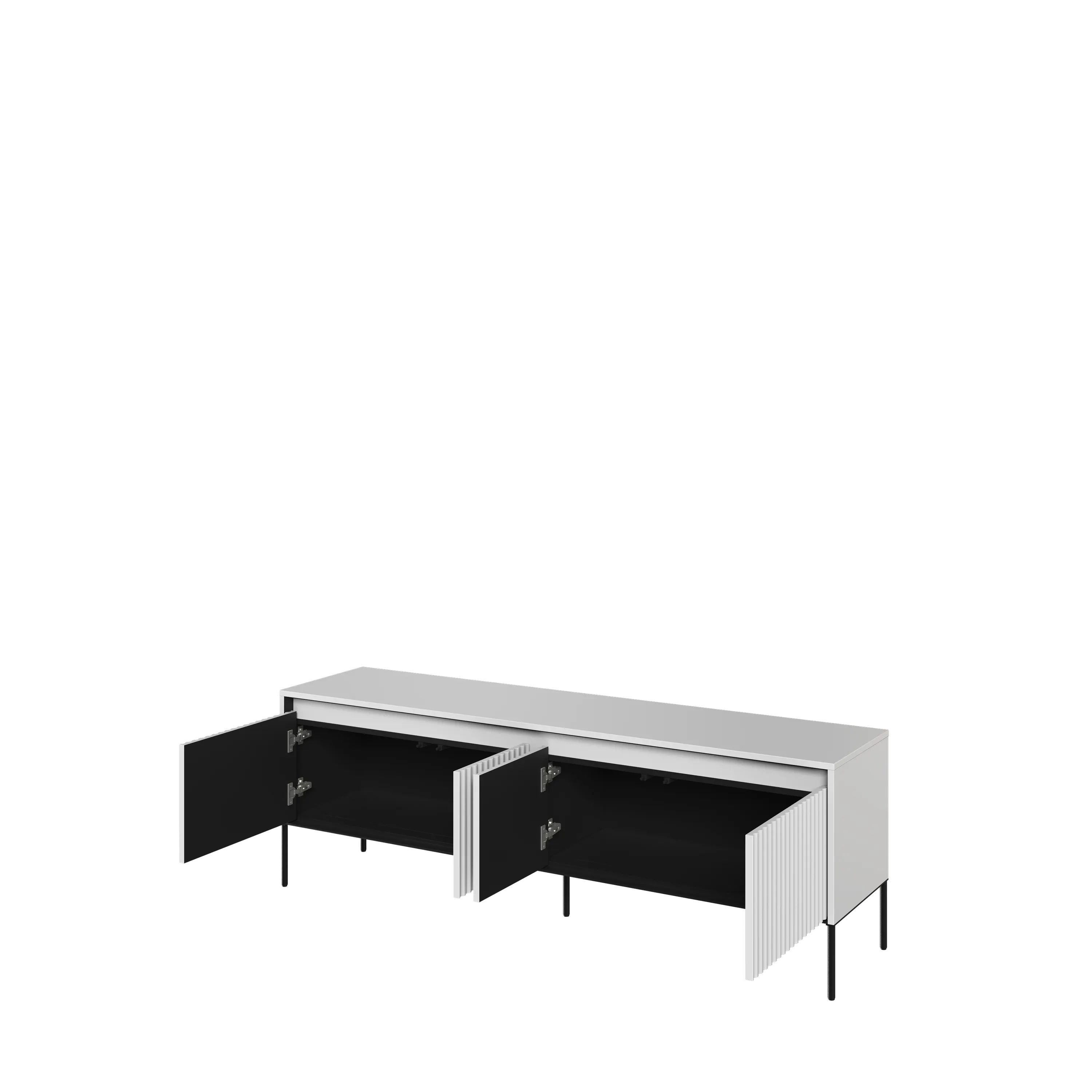 Szafka RTV z oświetleniem TREND TR-05 4D 166cm ryflowana biały/czarny - TR5BIC-V2