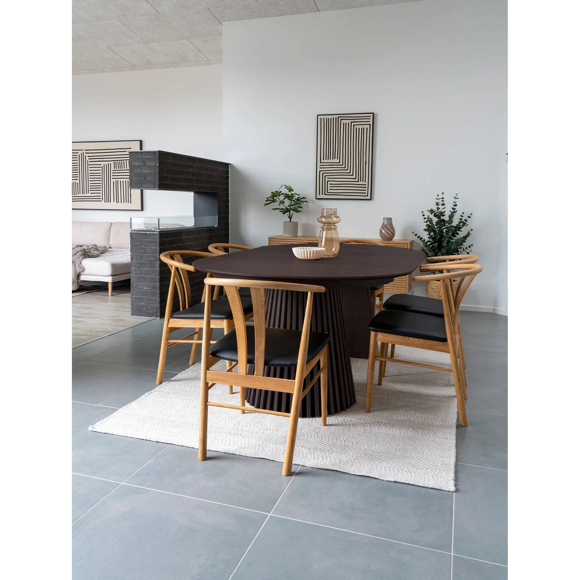 Stół rozkładany OSAKA okrągły (2 płyty przedłużające FI120-160-200 cm) - czarny - 2203002