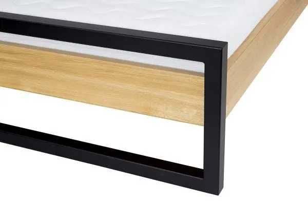 Łóżko metalowo - dębowe LK371 Naturalny 140x200 DREWMAX