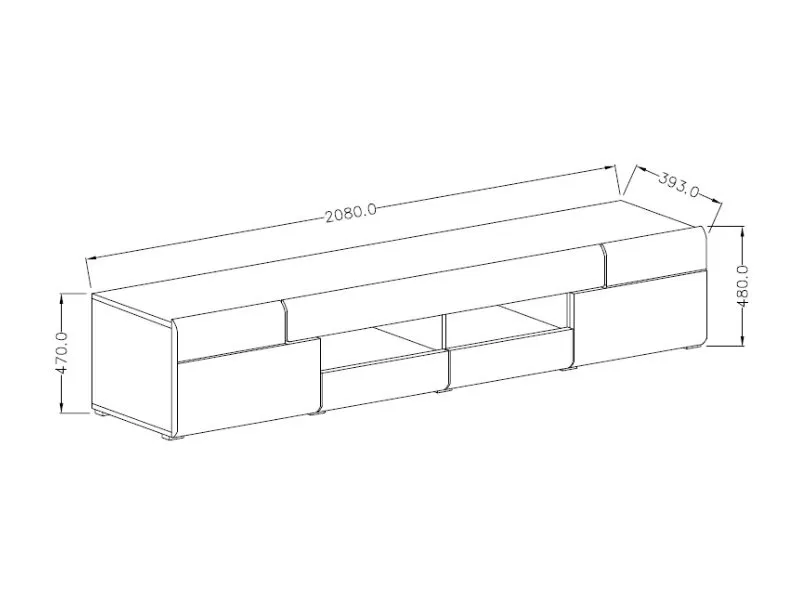 Szafka RTV TOLEDO 208 cm antracytowa dąb grandson - 24JKDW40