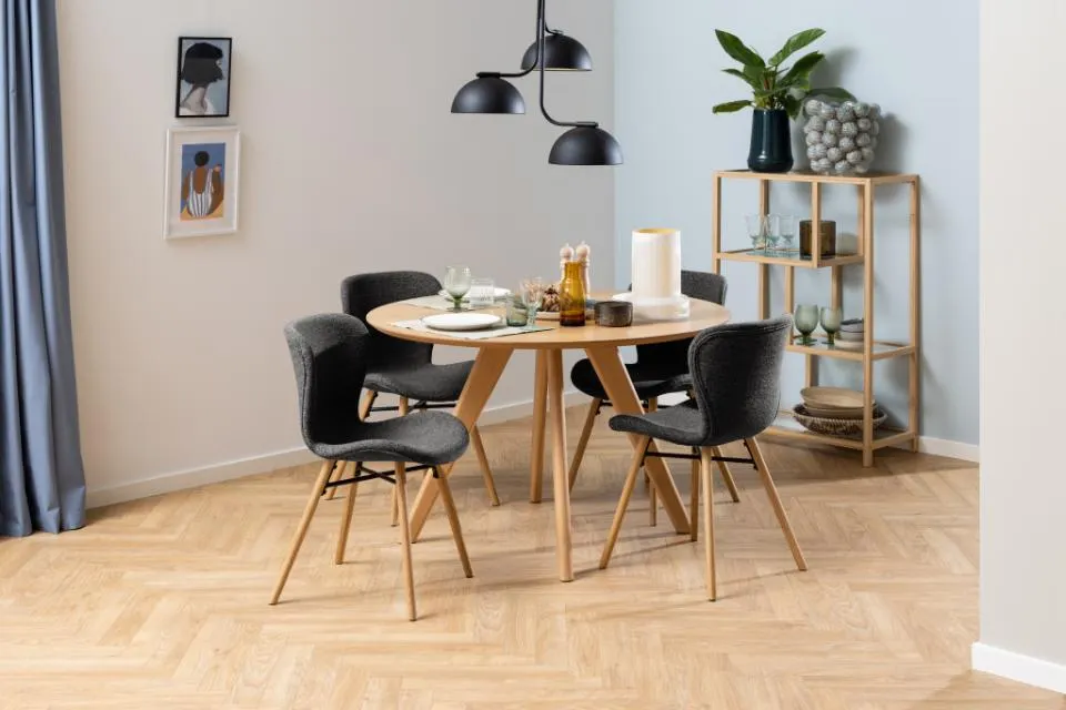 Krzesło tapicerowane DOREN Antracyt, Dab olejowany ( zestaw 2 sztuk ) - H000023355