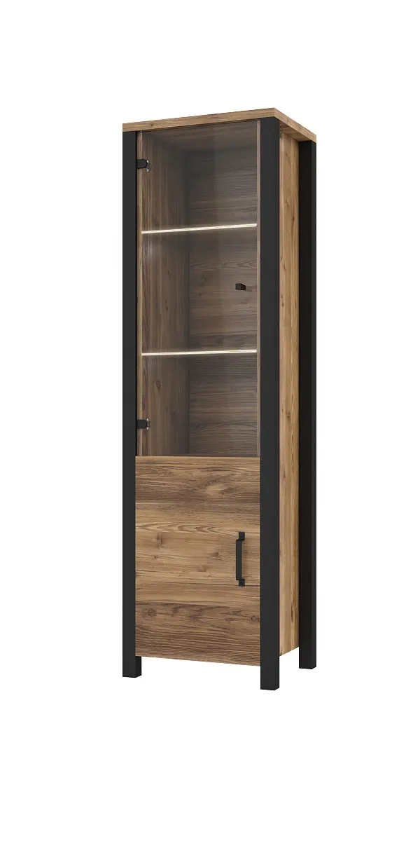 Witryna szklana OLIN 2-drzwiowa 191x56 czarna appenzeller fichte - 24ABJC05