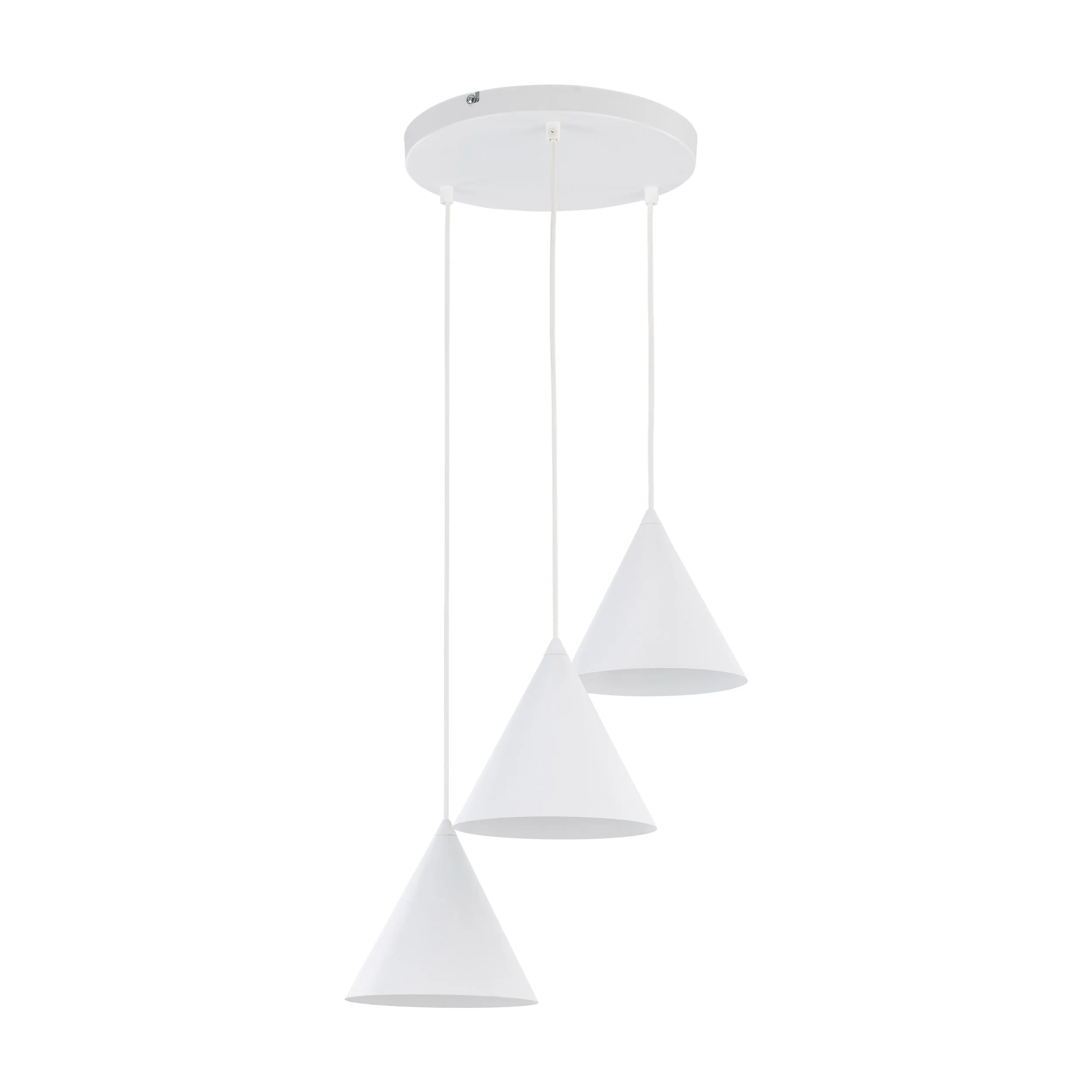Lampa wisząca CONO biała na okrągłej metalowej podstawie 140x40cm