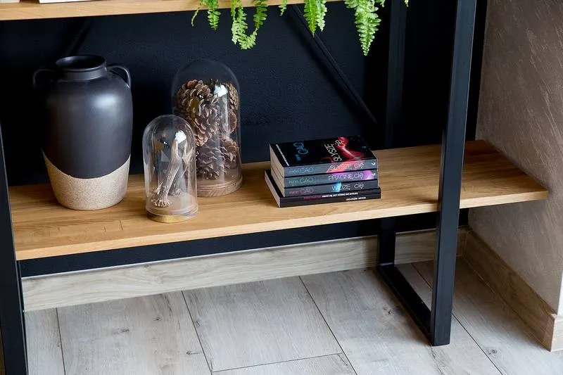 Regał dębowo-metalowy RG370 Naturalny 130x180 DREWMAX - 33492