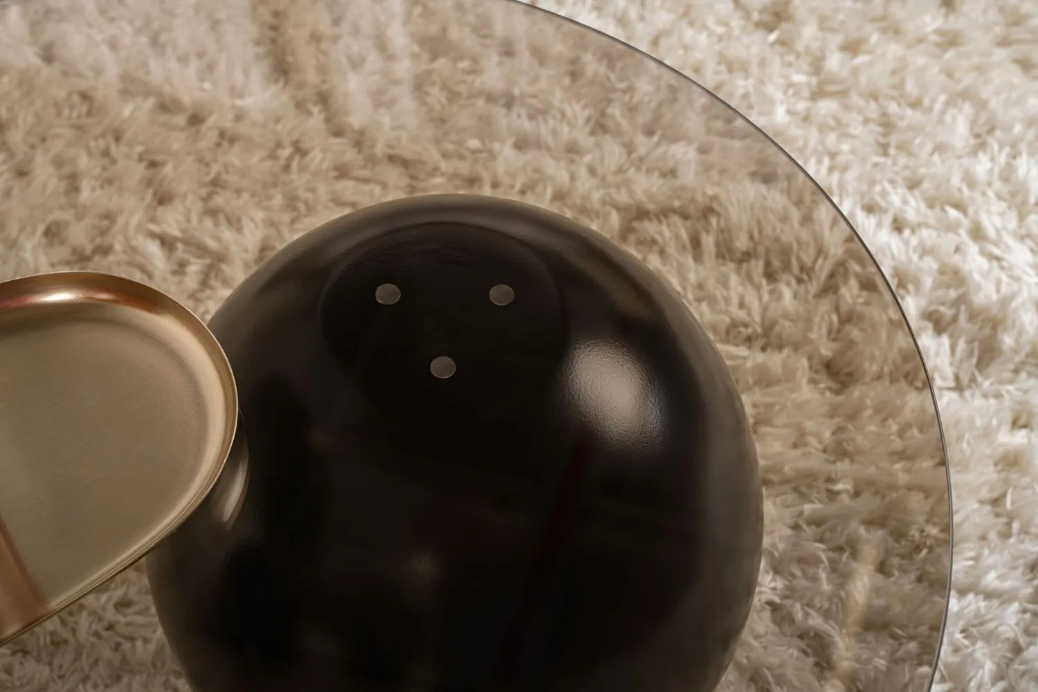 Stolik kawowy szklany SPHERE 70x120 asymetryczny czarny brązowy - ASI_857NRD1117