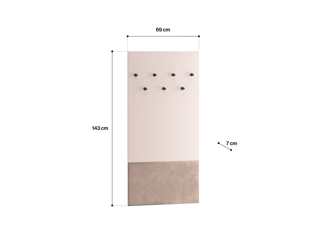 Wieszak tapicerowany VOCO 70x140 kaszmirowy - 1VOCO08-001