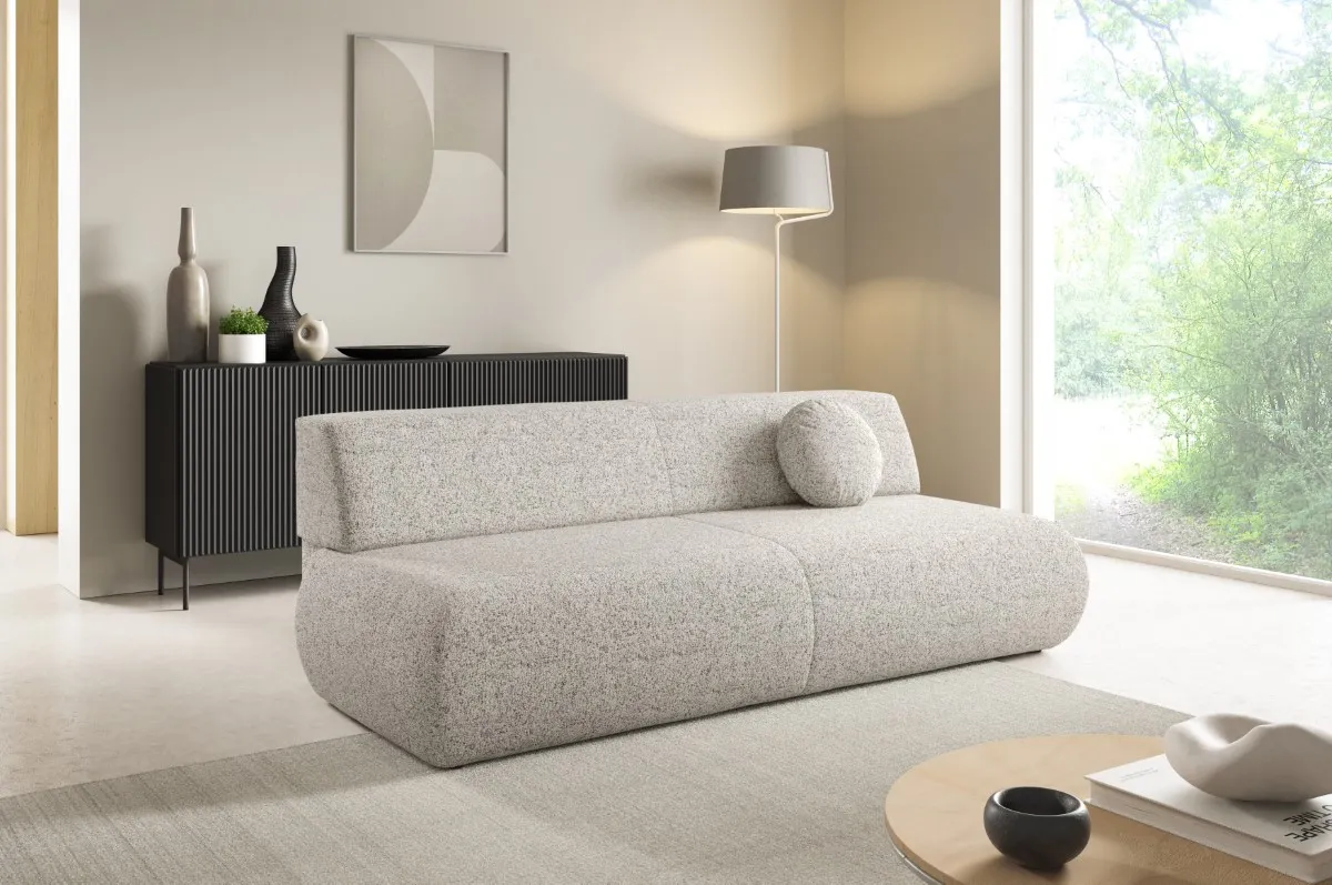 Sofa rozkładana z pojemnikiem PUENTE 214 cm beżowa — zdjęcie 9