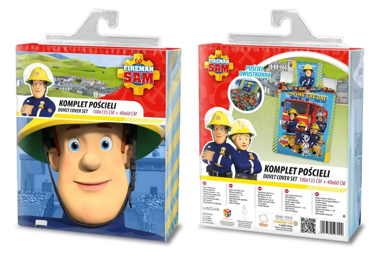 Pościel komplet dla dzieci STRAŻAK SAM 052 bawełna 100X135+40X60 wielokolorowy - FARO_27711
