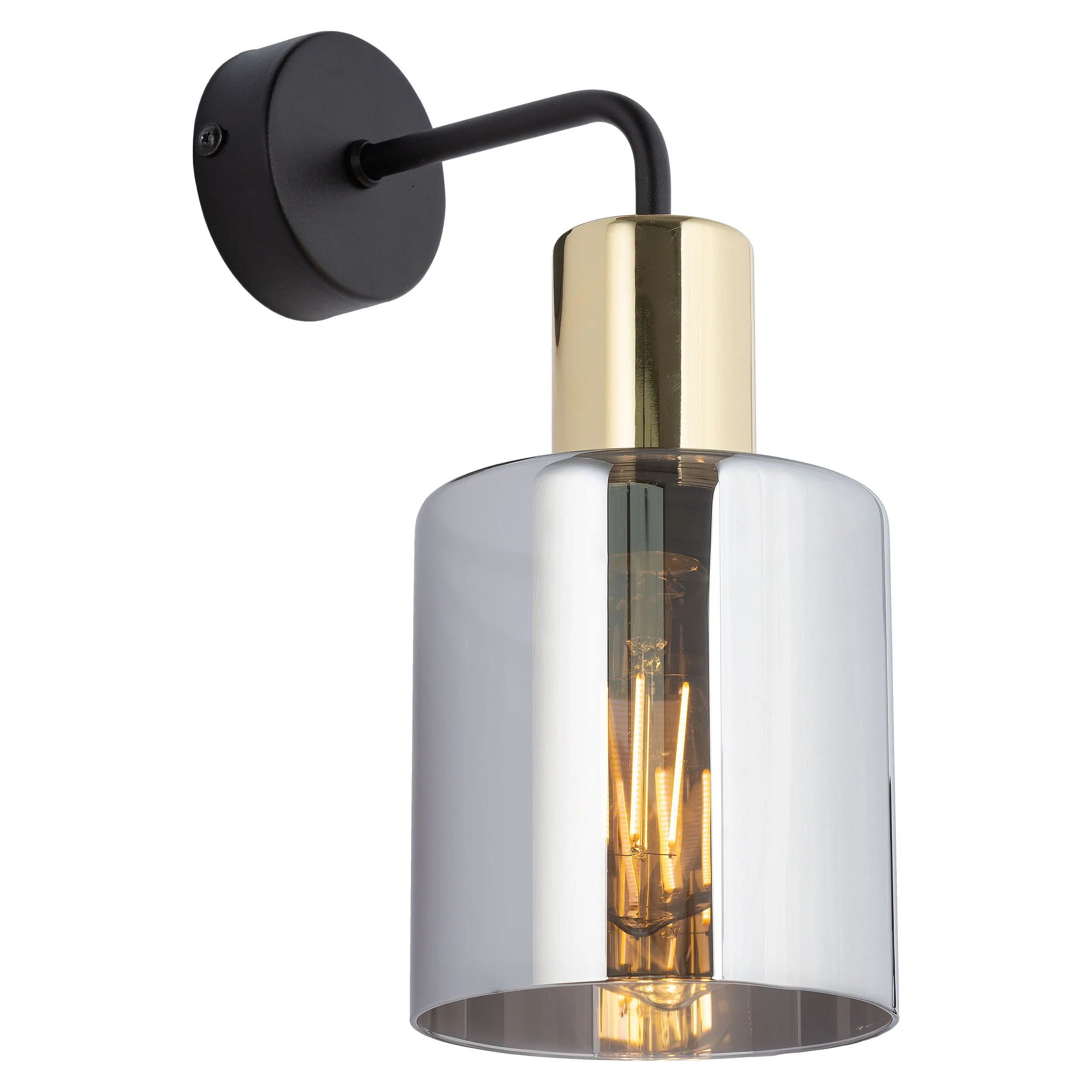 Kinkiet SIERRA czarny ze złotym elementem oraz lustrzanym kloszem 30x20x12cm - TK_6660