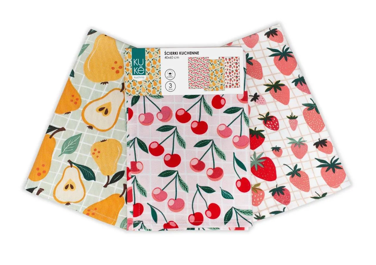 Ścierka zestaw 3 szt. KUKE 023 owoce 40x60 wielokolorowy - FARO_30811