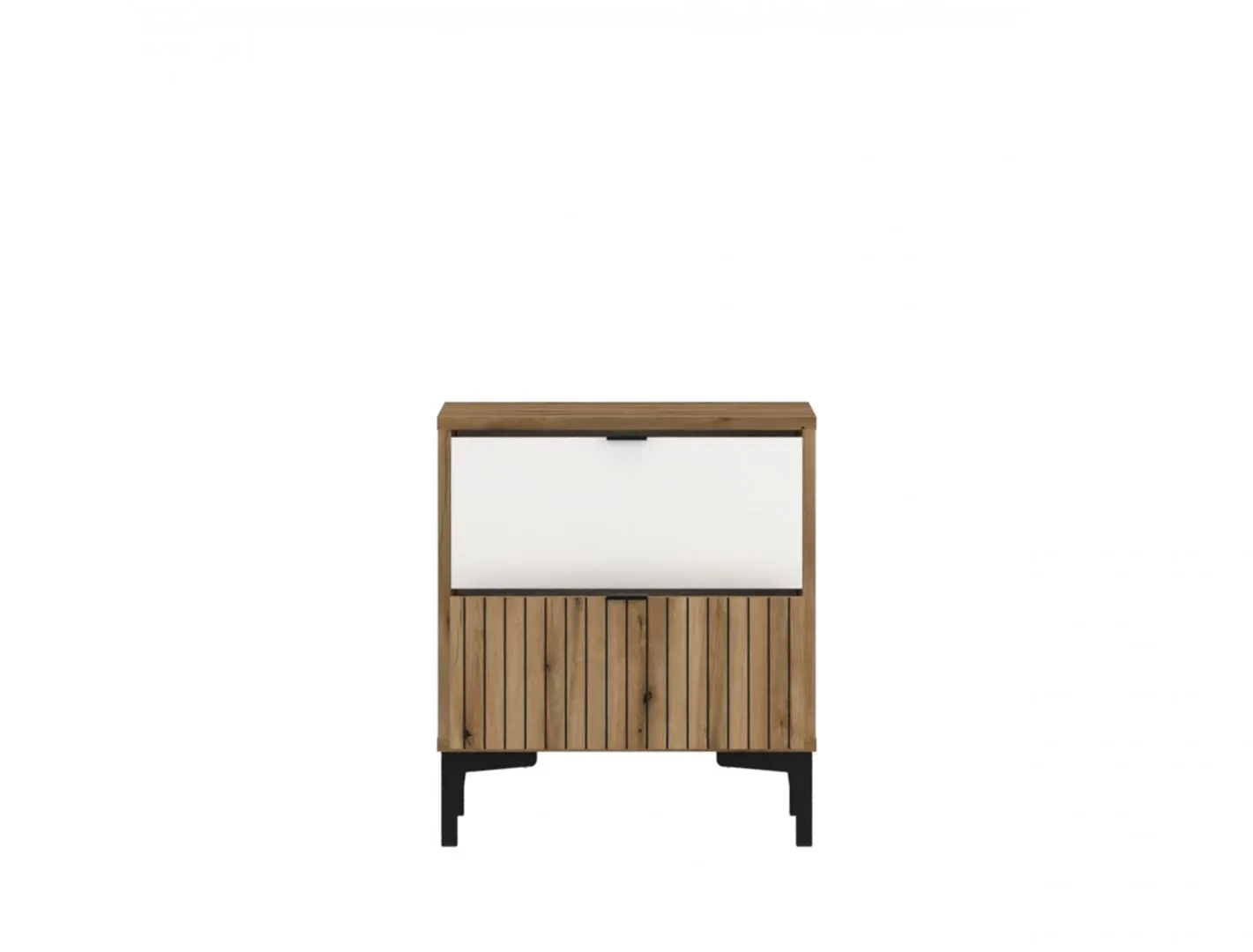 Szafka nocna z 2 szufladami RICKO RIKK06 Biały, Dąb Coast, NADRUK - 6000000013212