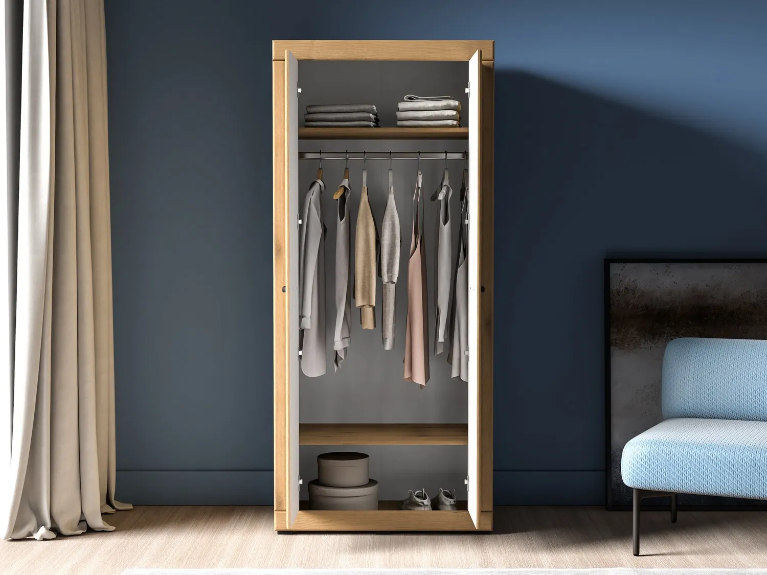 Szafa 2-drzwiowa DORA 87x195 dąb evoke - 1DORA01-001