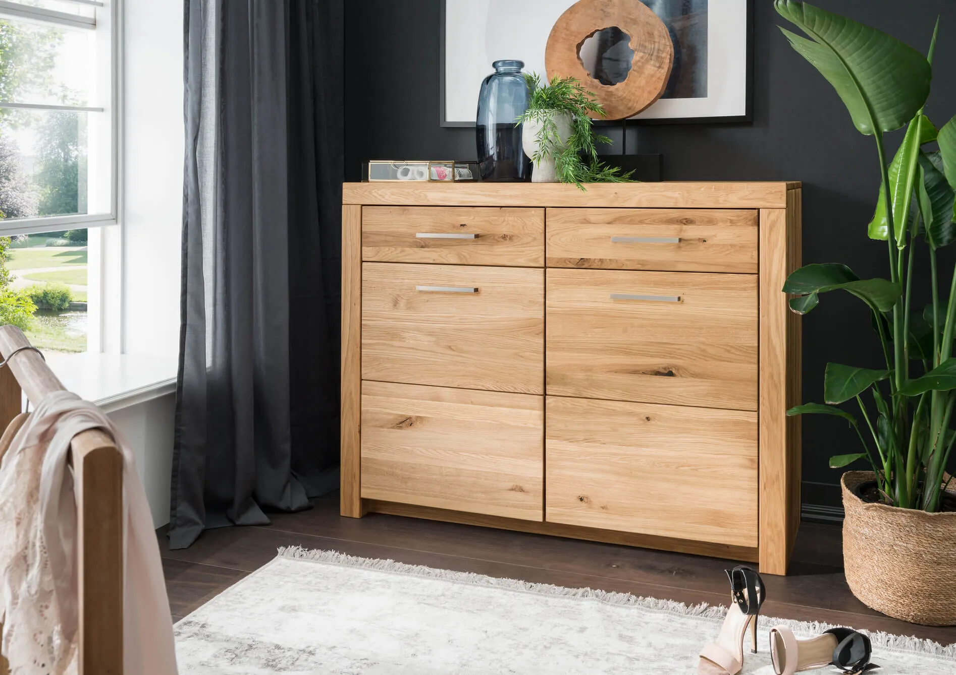 Komoda dębowa DOVE 2-drzwiowa z 2 szufladami 118x92 - GK_1031690701