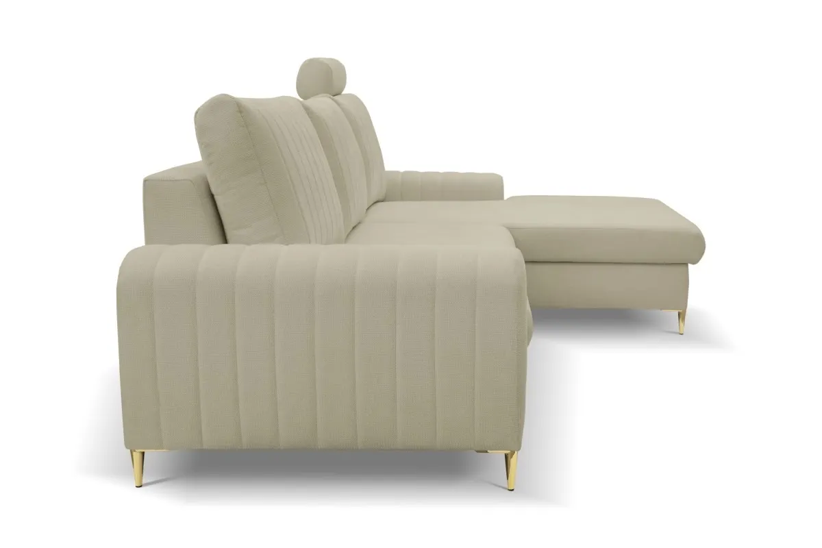 Narożnik rozkładany z pojemnikiem MONACO LOFT 251 cm prawy beżowy