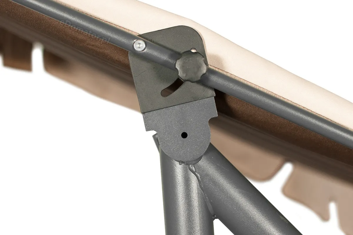 Huśtawka ogrodowa rozkładana GRACJA z regulowanym daszkiem 230 cm - brązowa - FE5906948100503