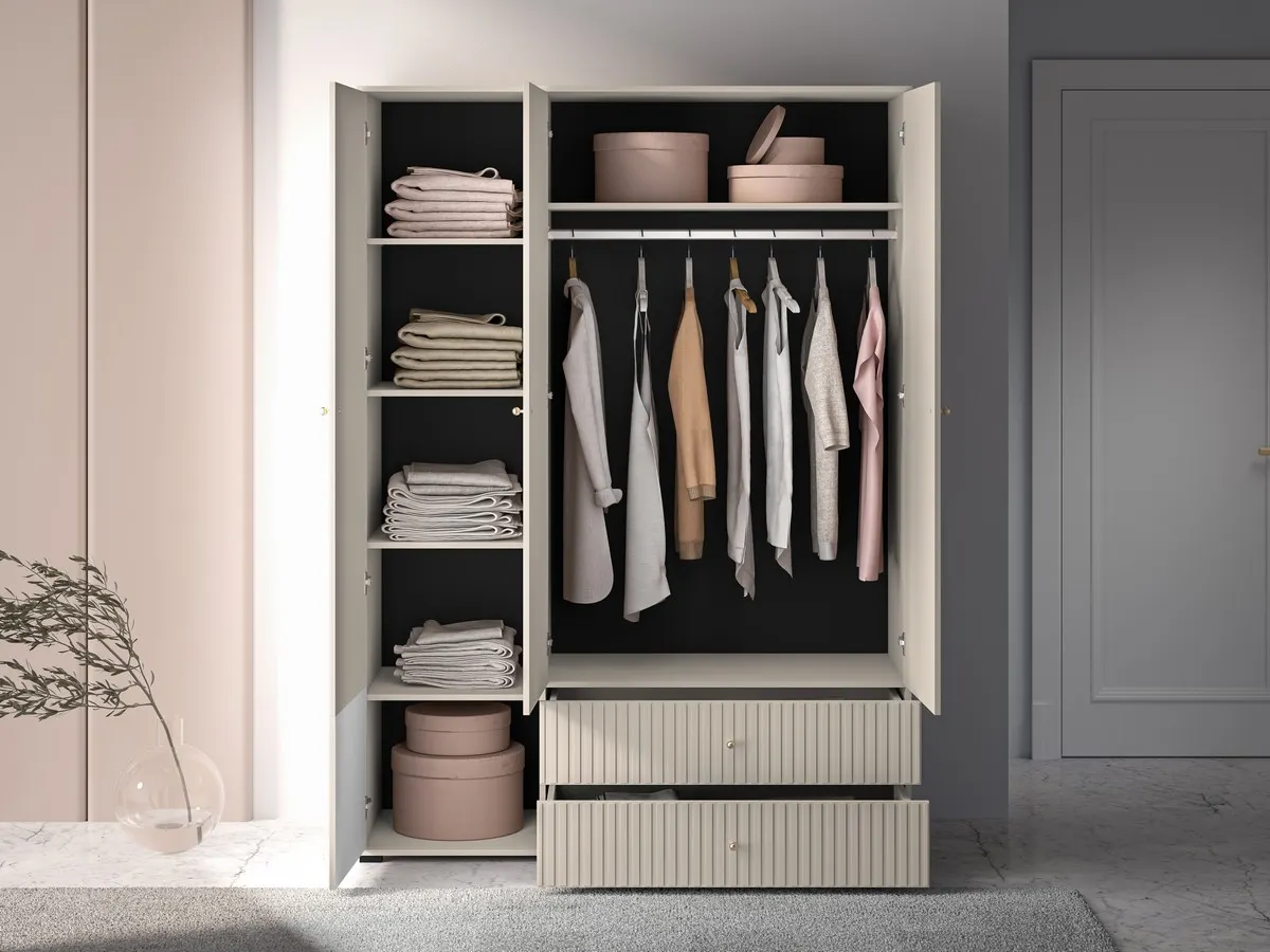 Szafa 3-drzwiowa z 2 szufladami SOPHIE 22 cashemere 150x55x210 cm — zdjęcie 8