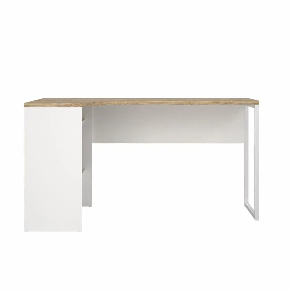 Narożne biurko z 2 szufladami FUNCTION PLUS 145cm biały/dąb - TV_8011849AK