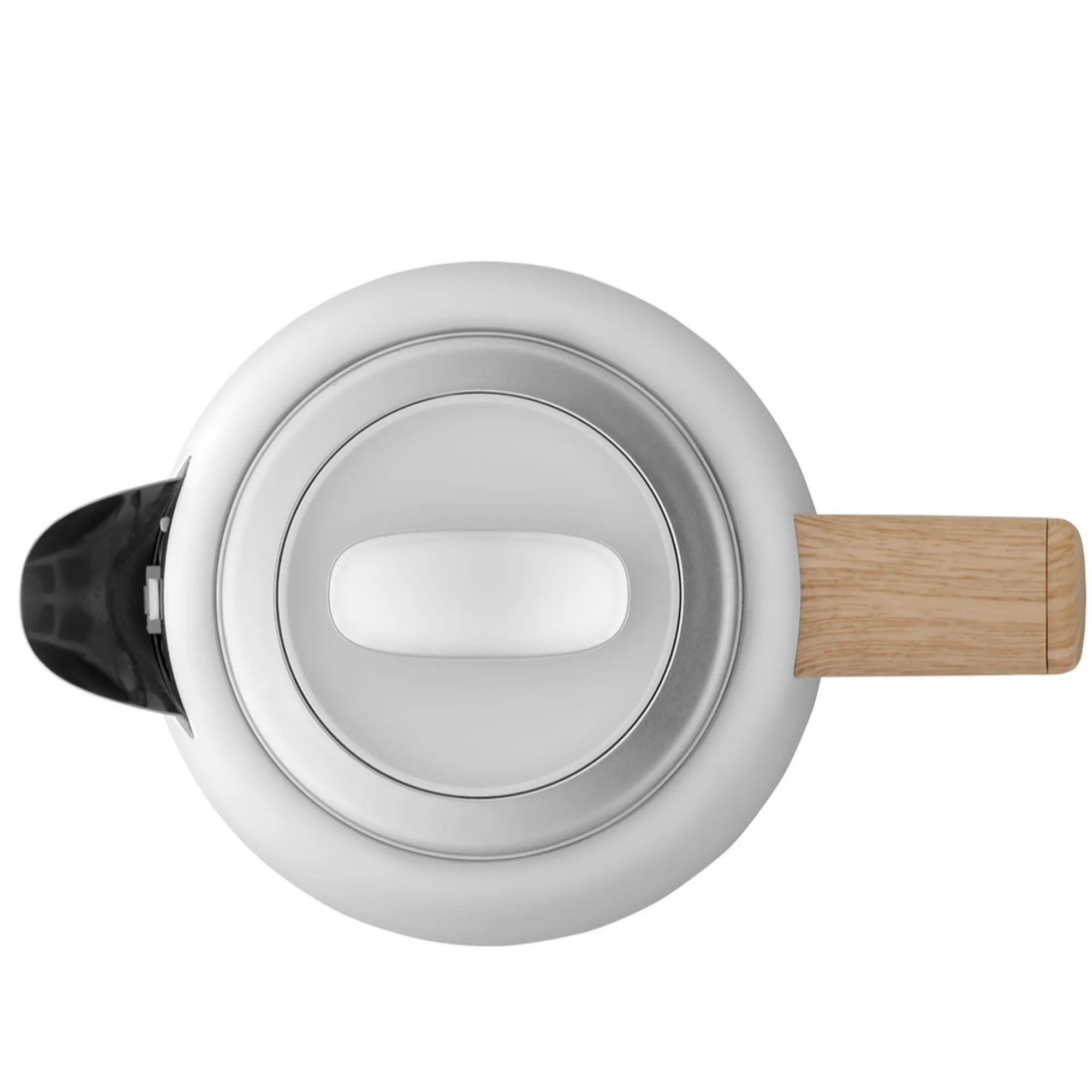 czajnik, stalowy, metalowy, biały, drewniana rączka