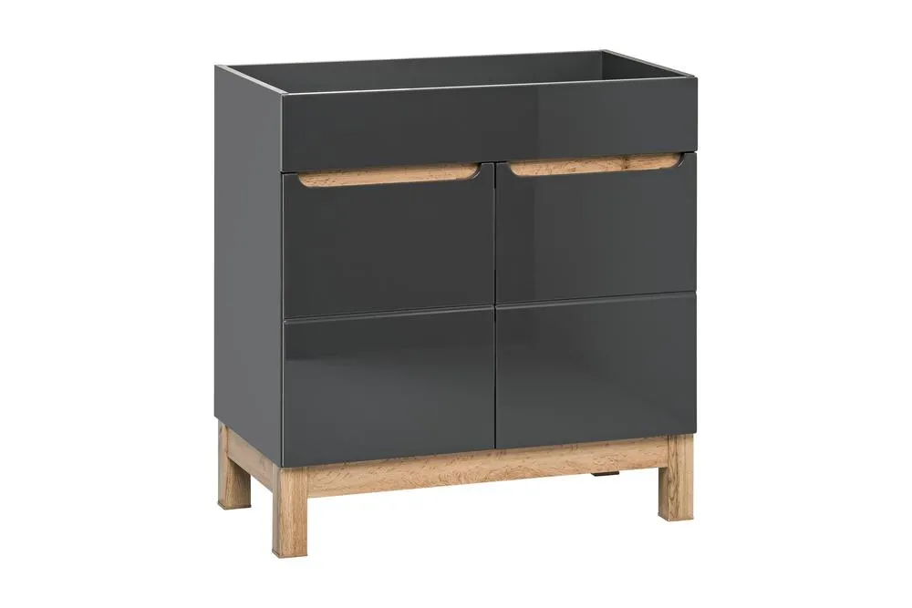 Szafka pod umywalkę 2-drzwiowa BALI grafitowa, efekt drewna 84x60x45cm Szafka pod umywalkę 2-drzwiowa BALI grafitowa, efekt drewna 84x60x45cm