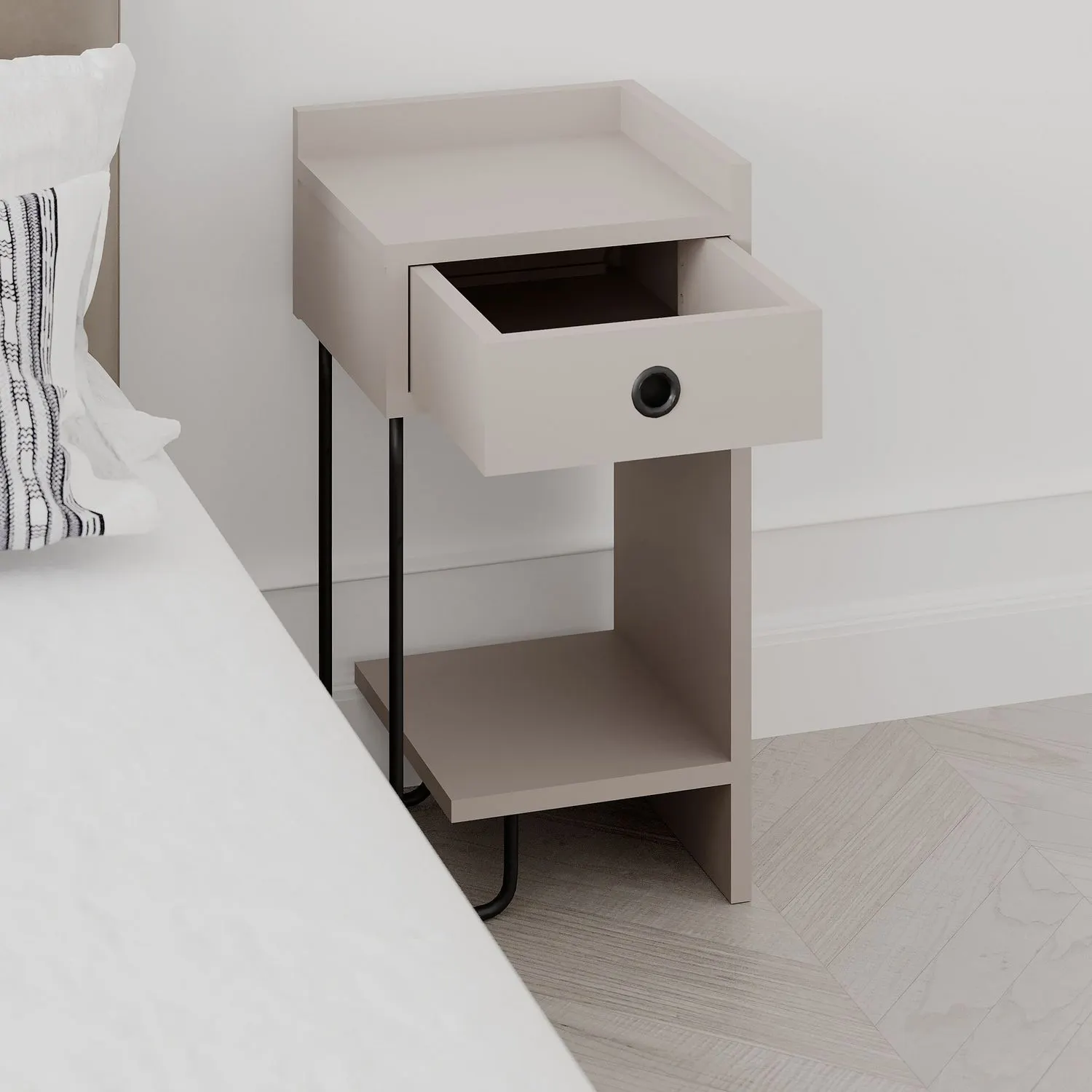 Szafka nocna z szufladą i półką SIRIUS prawa 30x32x61 cm jasna mocha - ASI_776HMS3436