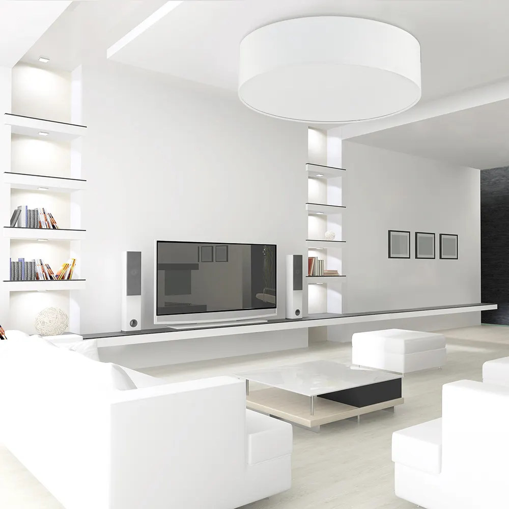 Lampa sufitowa RONDO biała z tkaniny okrągła 30x13cm - TK_3330